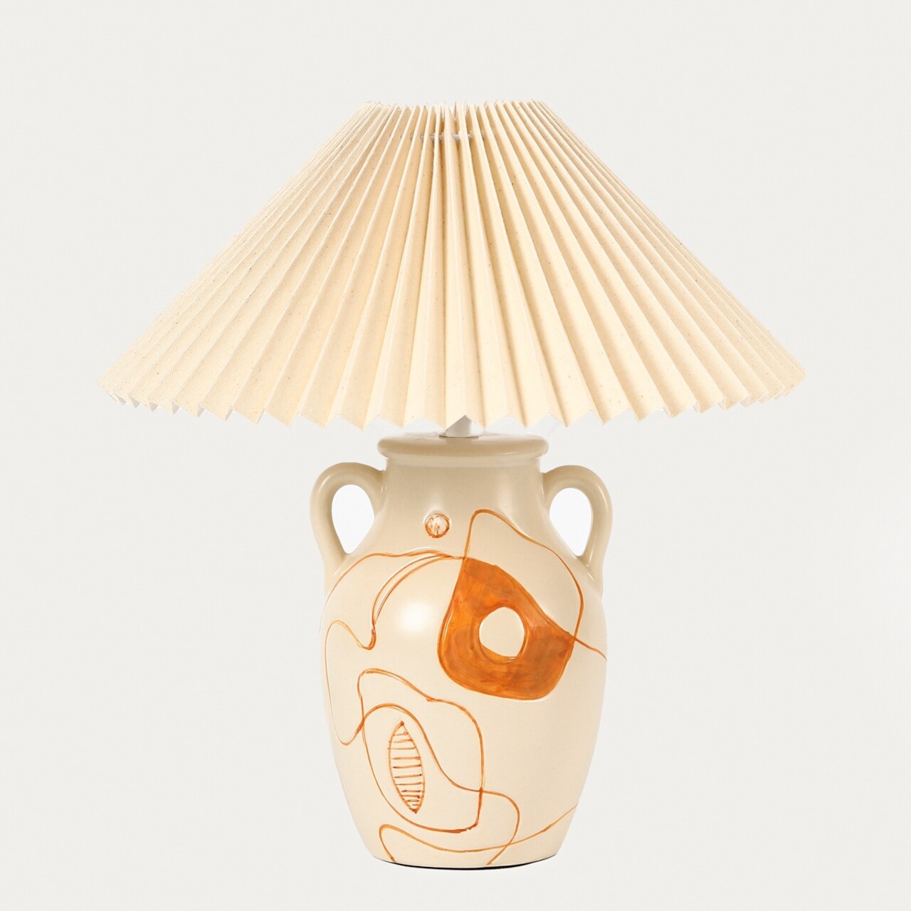 Lampa de masa Teto, Homla, 35.5x38 cm, 60W, 1x E27, ceramica/bumbac, bej - imagine 3
